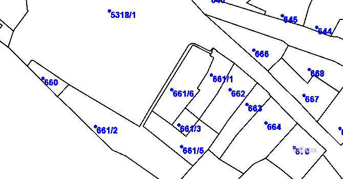 Parcela st. 661/6 v KÚ Znojmo-město, Katastrální mapa