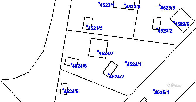Parcela st. 4524/7 v KÚ Znojmo-město, Katastrální mapa