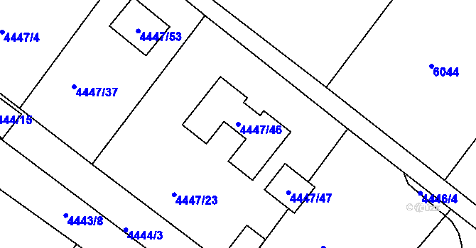 Parcela st. 4447/46 v KÚ Znojmo-město, Katastrální mapa