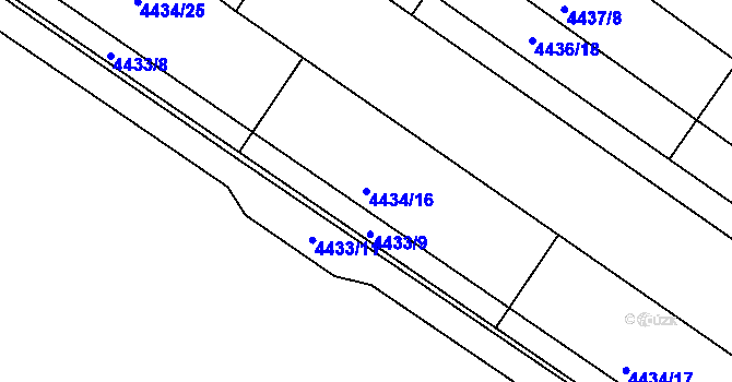 Parcela st. 4434/16 v KÚ Znojmo-město, Katastrální mapa