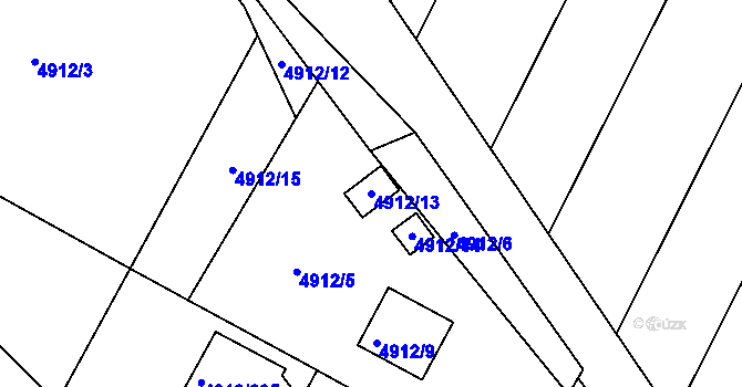 Parcela st. 4912/13 v KÚ Znojmo-město, Katastrální mapa