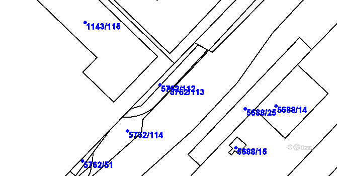 Parcela st. 5762/113 v KÚ Znojmo-město, Katastrální mapa