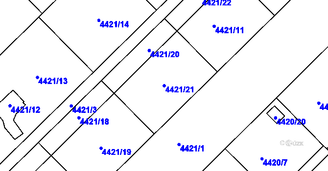 Parcela st. 4421/21 v KÚ Znojmo-město, Katastrální mapa
