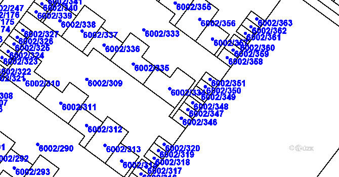 Parcela st. 6002/334 v KÚ Znojmo-město, Katastrální mapa