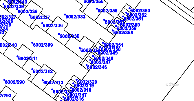 Parcela st. 6002/349 v KÚ Znojmo-město, Katastrální mapa