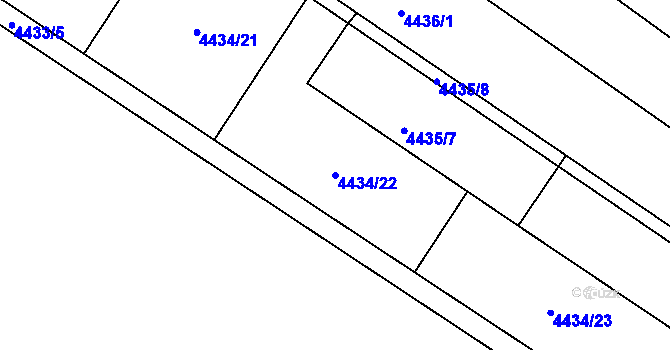 Parcela st. 4434/22 v KÚ Znojmo-město, Katastrální mapa