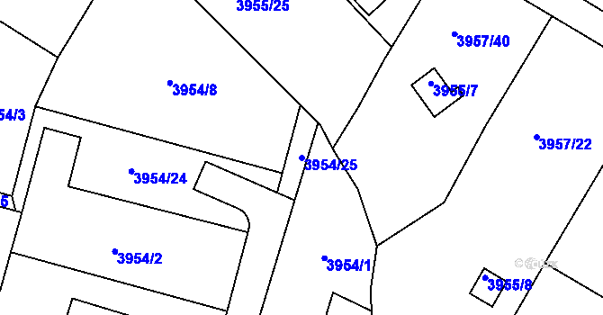 Parcela st. 3954/25 v KÚ Znojmo-město, Katastrální mapa