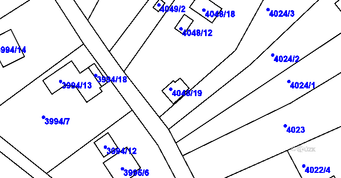 Parcela st. 4048/19 v KÚ Znojmo-město, Katastrální mapa