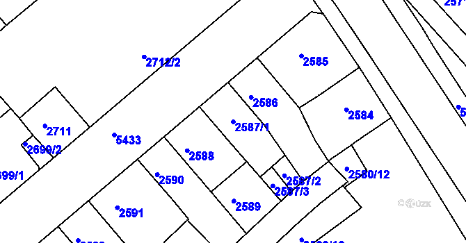 Parcela st. 2587/1 v KÚ Znojmo-město, Katastrální mapa
