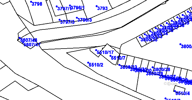 Parcela st. 5510/17 v KÚ Znojmo-město, Katastrální mapa