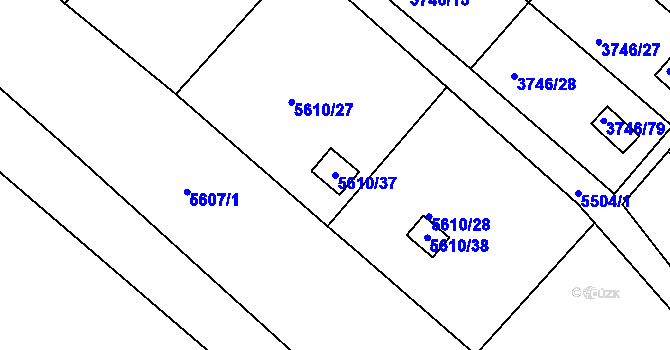 Parcela st. 5610/37 v KÚ Znojmo-město, Katastrální mapa