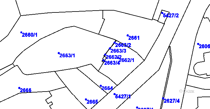 Parcela st. 2662/2 v KÚ Znojmo-město, Katastrální mapa