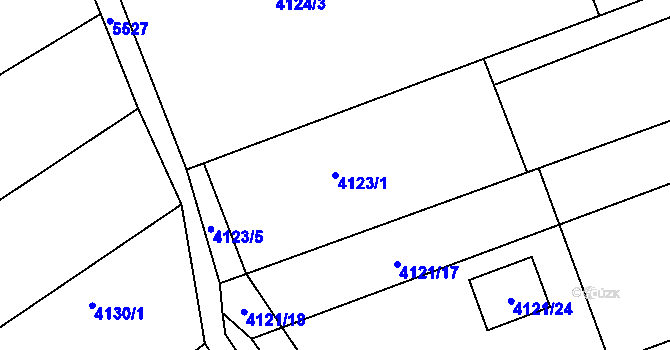 Parcela st. 4123/1 v KÚ Znojmo-město, Katastrální mapa