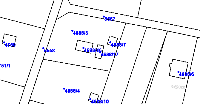 Parcela st. 4688/17 v KÚ Znojmo-město, Katastrální mapa