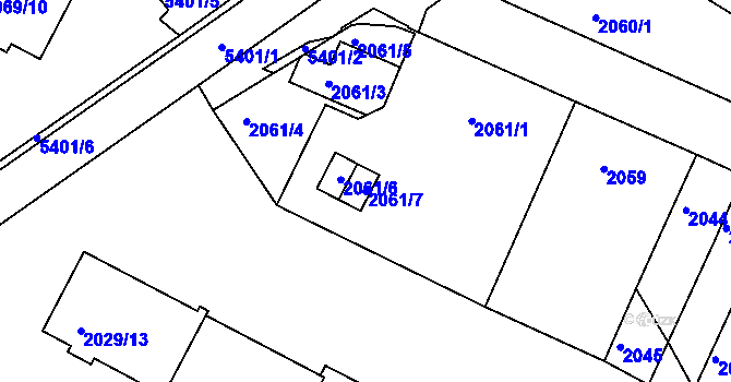 Parcela st. 2061/7 v KÚ Znojmo-město, Katastrální mapa