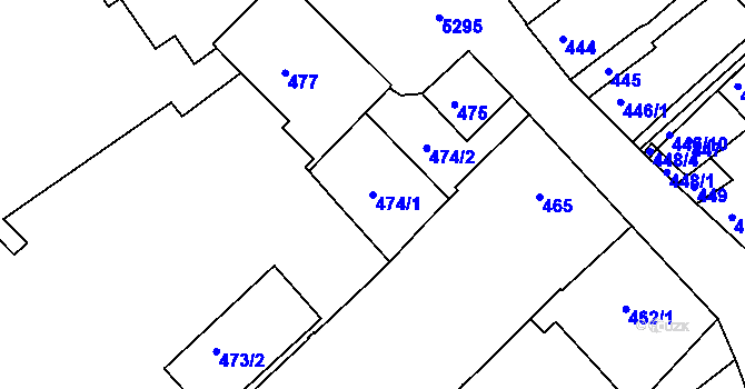 Parcela st. 474/1 v KÚ Znojmo-město, Katastrální mapa