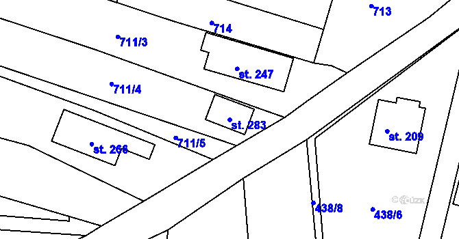 Parcela st. 283 v KÚ Znojmo-Hradiště, Katastrální mapa