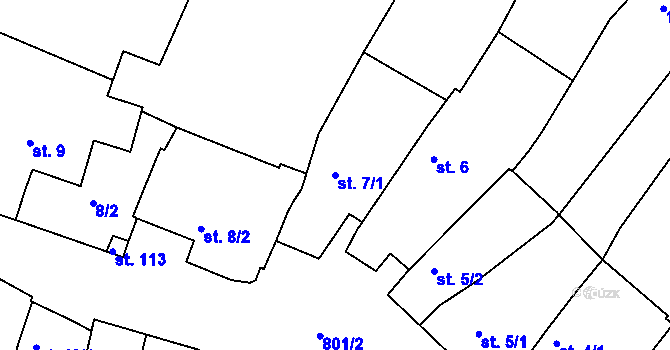 Parcela st. 7/1 v KÚ Znojmo-Hradiště, Katastrální mapa