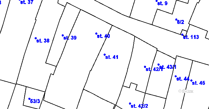 Parcela st. 41 v KÚ Znojmo-Hradiště, Katastrální mapa
