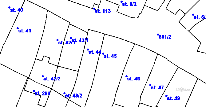 Parcela st. 45 v KÚ Znojmo-Hradiště, Katastrální mapa