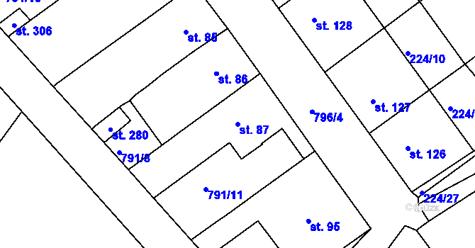 Parcela st. 87 v KÚ Znojmo-Hradiště, Katastrální mapa