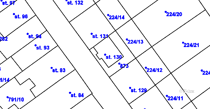 Parcela st. 130 v KÚ Znojmo-Hradiště, Katastrální mapa