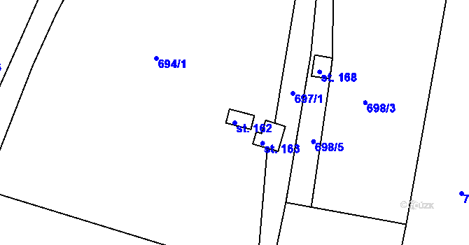Parcela st. 162 v KÚ Znojmo-Hradiště, Katastrální mapa