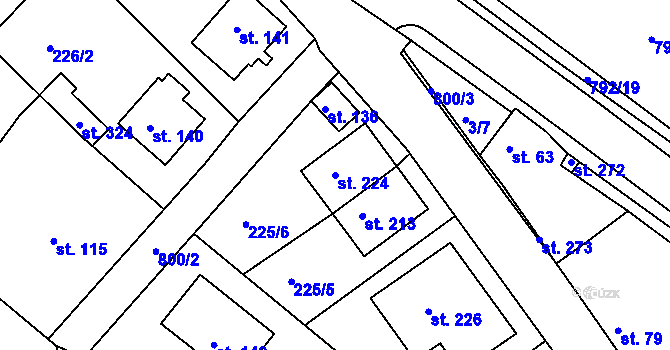 Parcela st. 224 v KÚ Znojmo-Hradiště, Katastrální mapa