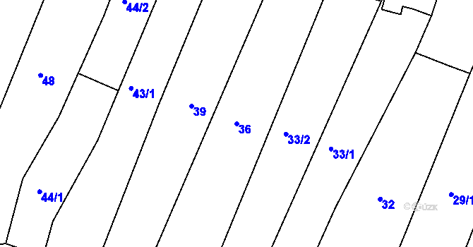 Parcela st. 36 v KÚ Znojmo-Hradiště, Katastrální mapa