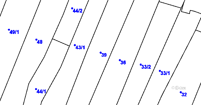 Parcela st. 39 v KÚ Znojmo-Hradiště, Katastrální mapa