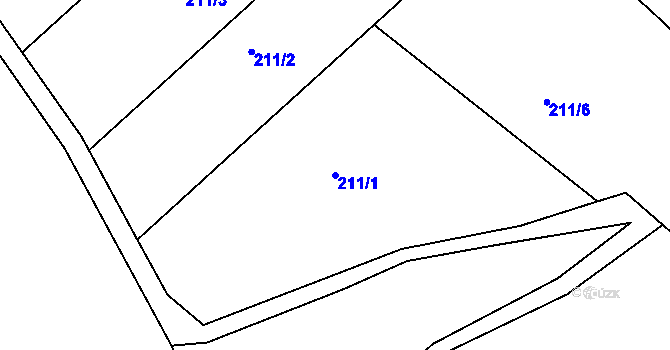 Parcela st. 211/1 v KÚ Znojmo-Hradiště, Katastrální mapa