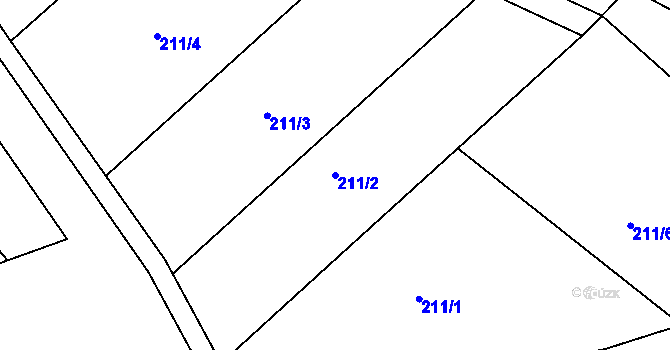 Parcela st. 211/2 v KÚ Znojmo-Hradiště, Katastrální mapa