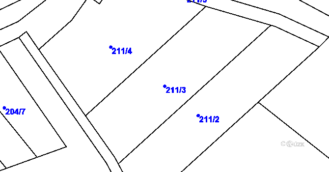 Parcela st. 211/3 v KÚ Znojmo-Hradiště, Katastrální mapa