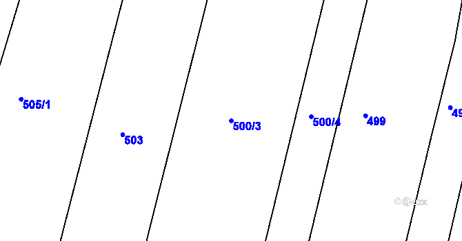 Parcela st. 500/3 v KÚ Znojmo-Hradiště, Katastrální mapa