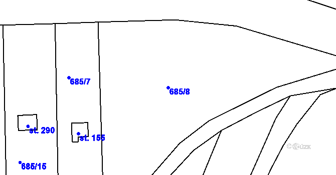 Parcela st. 685/8 v KÚ Znojmo-Hradiště, Katastrální mapa