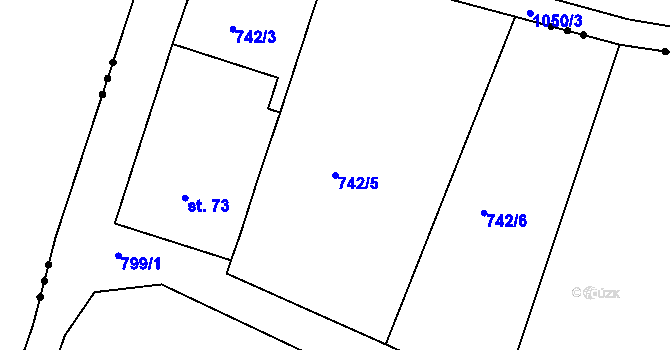 Parcela st. 742/5 v KÚ Znojmo-Hradiště, Katastrální mapa