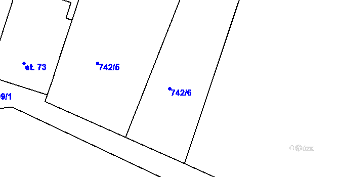 Parcela st. 742/6 v KÚ Znojmo-Hradiště, Katastrální mapa