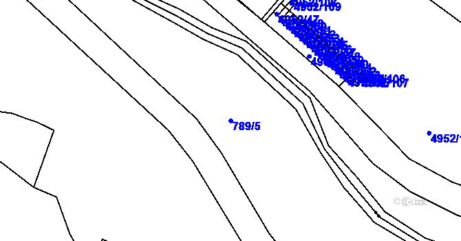 Parcela st. 789/5 v KÚ Znojmo-Hradiště, Katastrální mapa