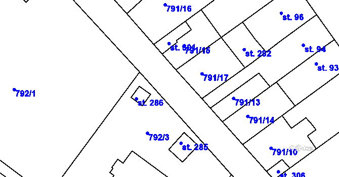 Parcela st. 797 v KÚ Znojmo-Hradiště, Katastrální mapa