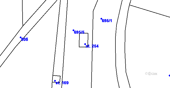 Parcela st. 254 v KÚ Znojmo-Hradiště, Katastrální mapa