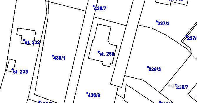 Parcela st. 256 v KÚ Znojmo-Hradiště, Katastrální mapa