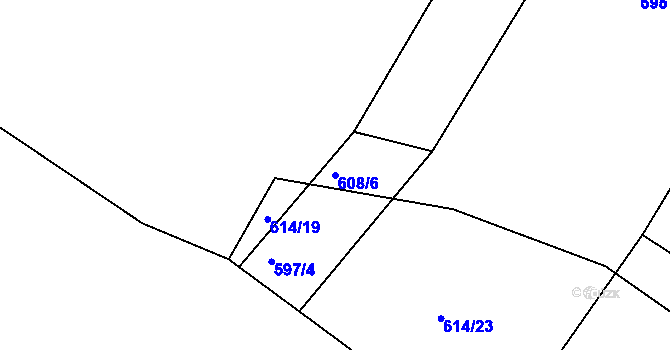 Parcela st. 608/6 v KÚ Znojmo-Hradiště, Katastrální mapa