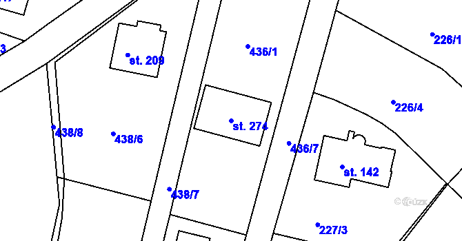 Parcela st. 274 v KÚ Znojmo-Hradiště, Katastrální mapa