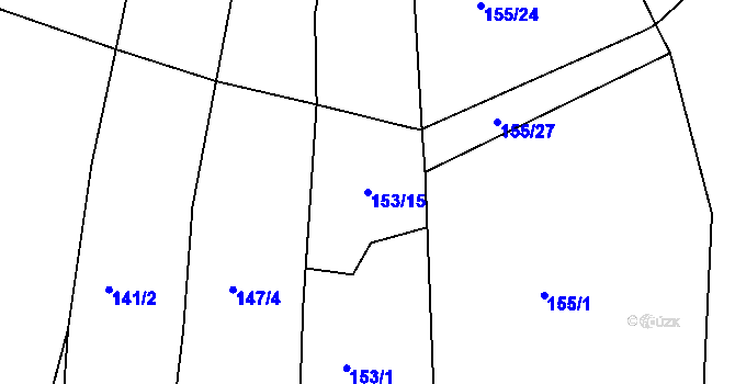 Parcela st. 153/15 v KÚ Znojmo-Hradiště, Katastrální mapa