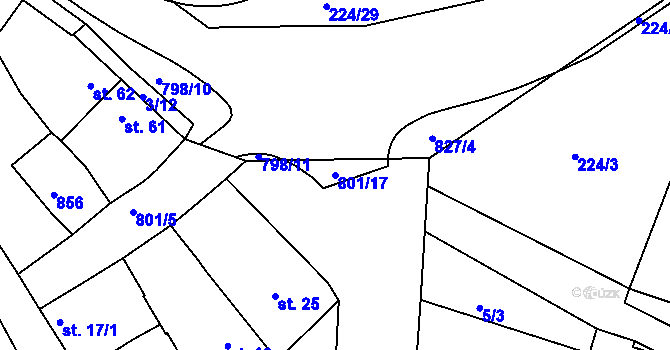 Parcela st. 801/17 v KÚ Znojmo-Hradiště, Katastrální mapa