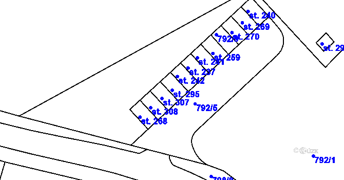 Parcela st. 295 v KÚ Znojmo-Hradiště, Katastrální mapa