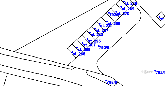 Parcela st. 307 v KÚ Znojmo-Hradiště, Katastrální mapa