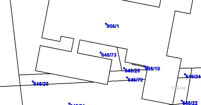 Parcela st. 646/73 v KÚ Znojmo-Louka, Katastrální mapa