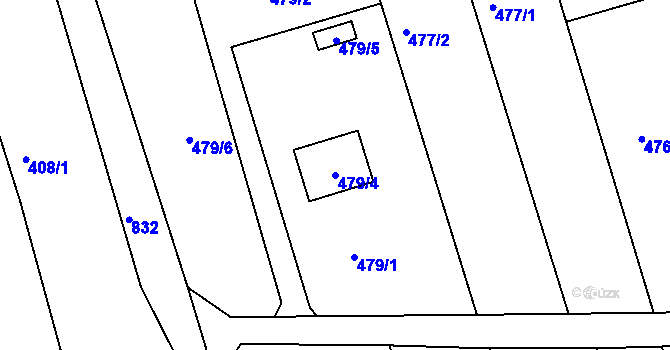 Parcela st. 479/4 v KÚ Znojmo-Louka, Katastrální mapa