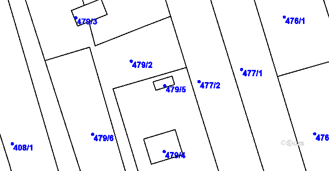 Parcela st. 479/5 v KÚ Znojmo-Louka, Katastrální mapa